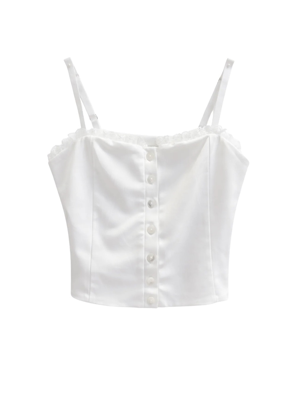 GUESS JEANS White Button-Front Camisole Crop Top Tie Shoulder Small